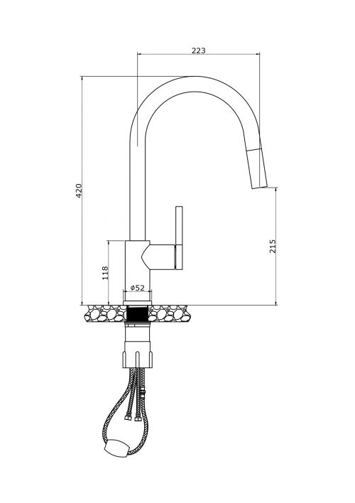 Vòi rửa bát dây rút Alto Black